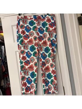 Banana Republic Avery Floral Pants Women's Size 10 Bright Colors Stretch Cropped